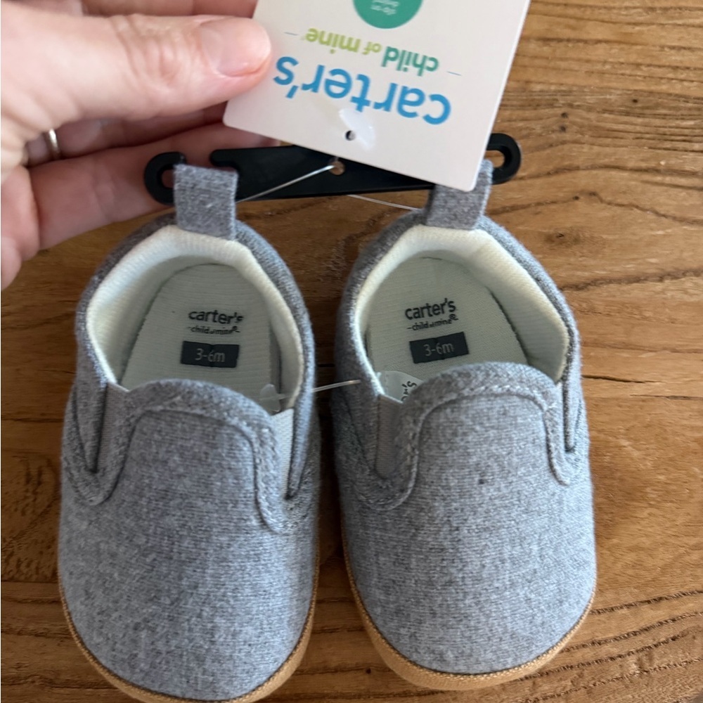 Carter's Grey Slip-On Baby Walkers with Tan Soles